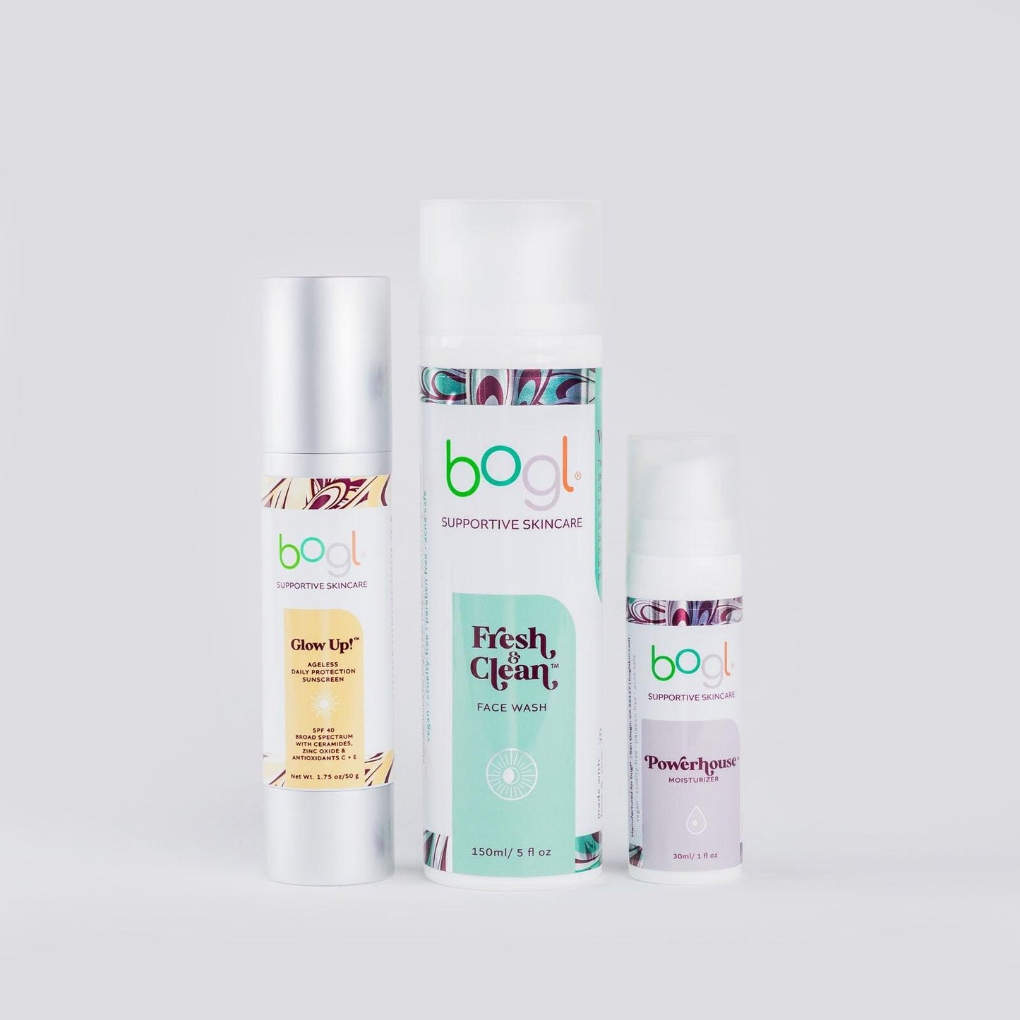 minimalist skincare on white background
